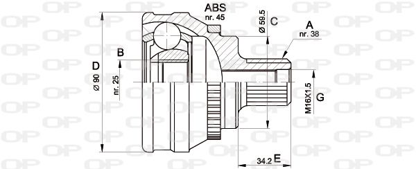 OPEN PARTS jungčių komplektas, kardaninis velenas CVJ5119.10